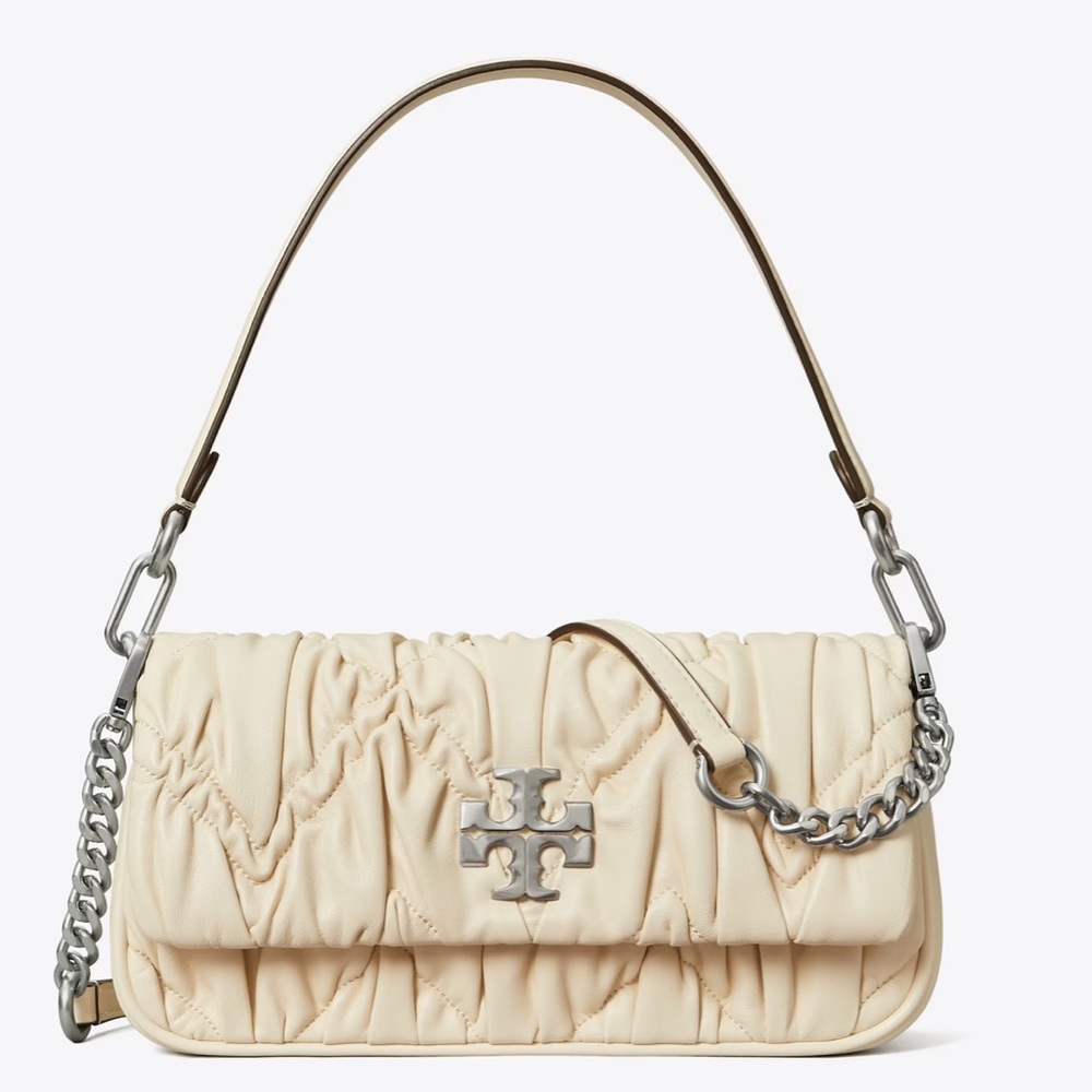 TORY BURCH SMALL KIRA DIAMOND RUCHED FLAP SHOULDER BAG